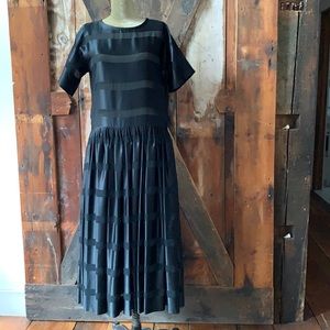 Vintage black striped midi dress